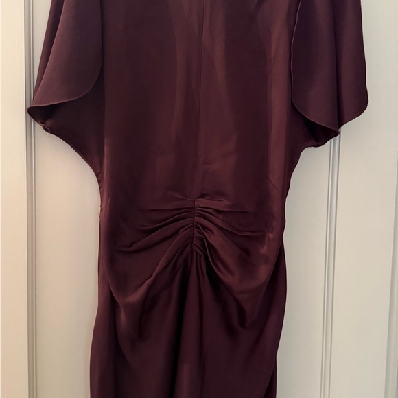 Victoria Beckham Satin Midi Dress in Burgundy/ Fig Color - Picture 6 of 11
